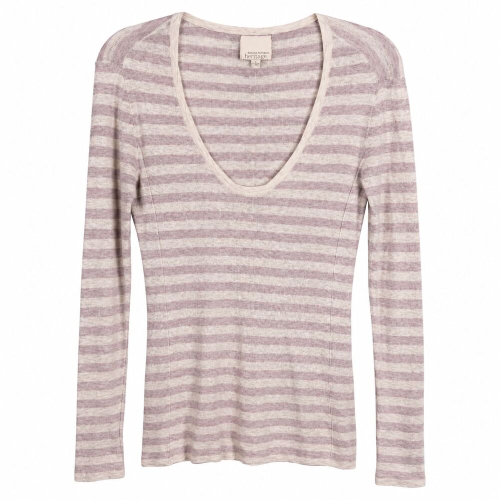 Banana Republic Heritage Large Striped Long Sleeve Top Coastal Quiet Luxury